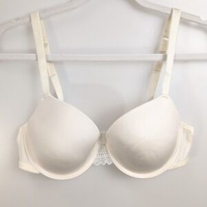 Auden The Daydream Underwire Push Up Bra Size 34C Cream White Sheer Eyelet Lace